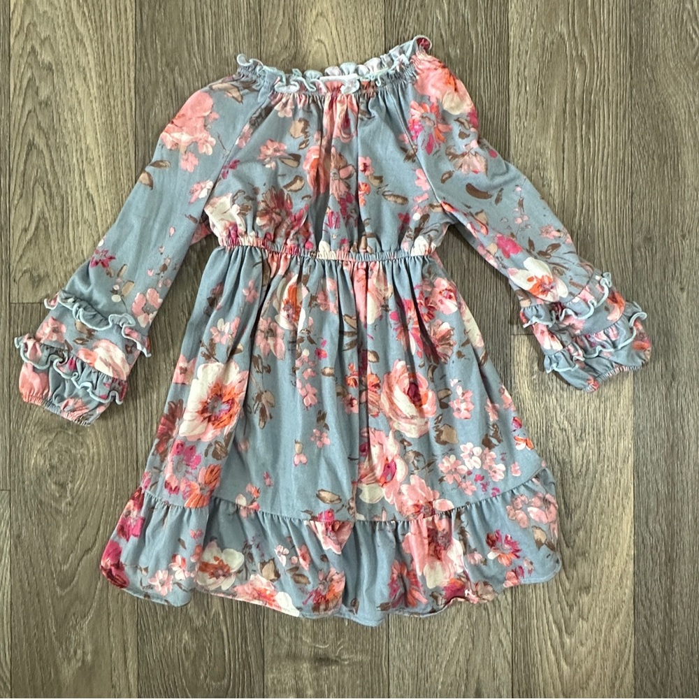 Bonnie Jean Pink and Blue Tiered Ruffled Dress
